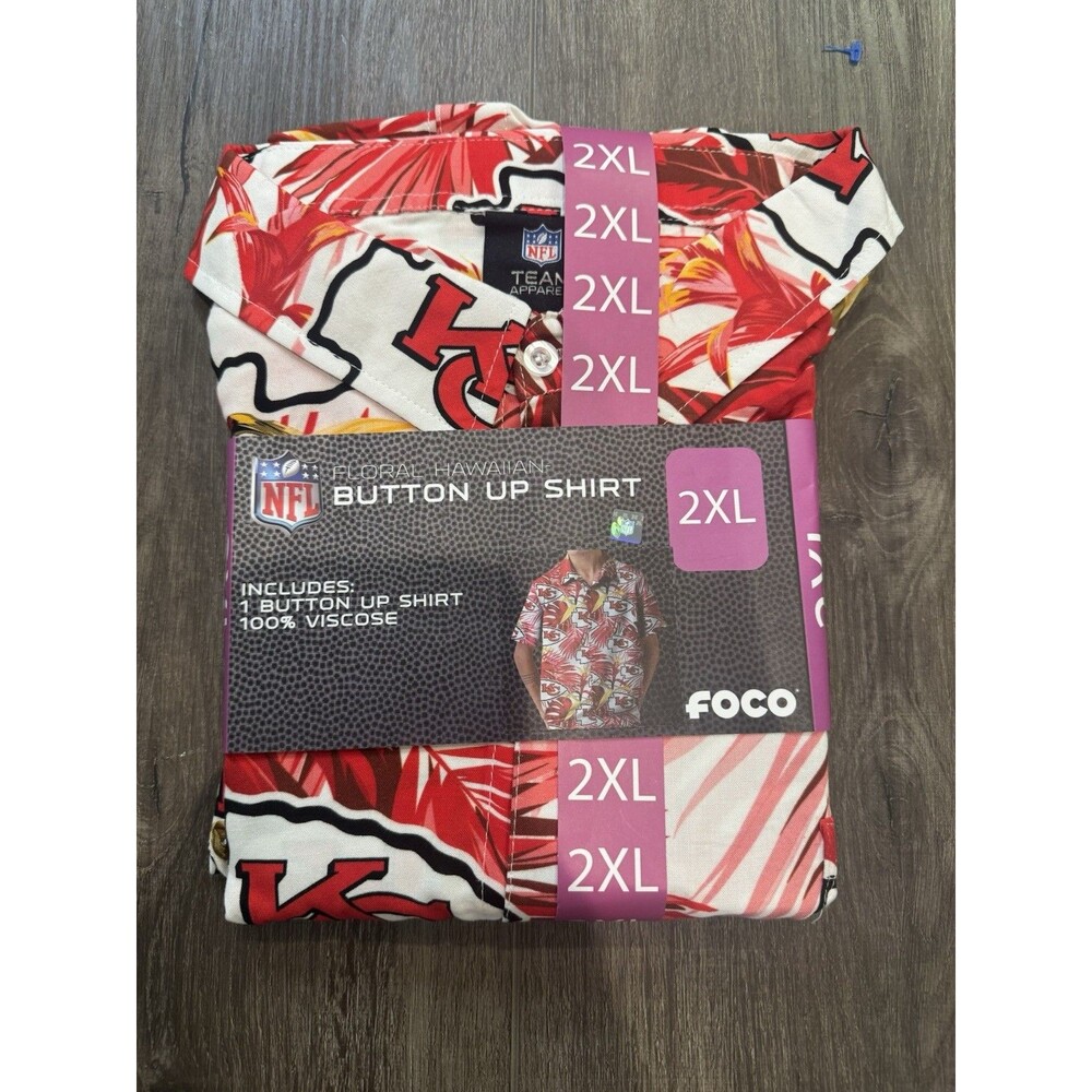 Kansas City Chiefs FOCO Hawaiian Floral Button Up Shirt Mens 2XL NFL NWT